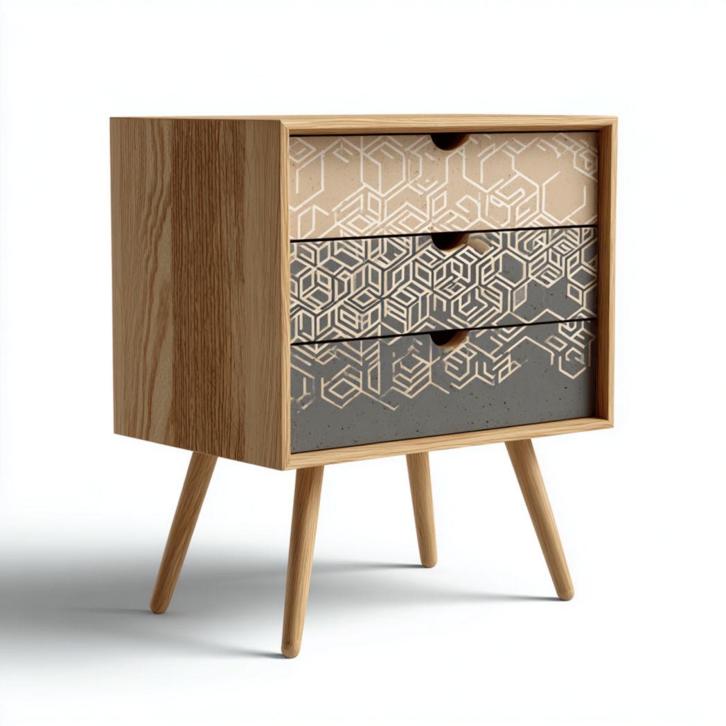 Wooden storage cabinet with three drawers in pastel colors 60 x 40 x 45cm