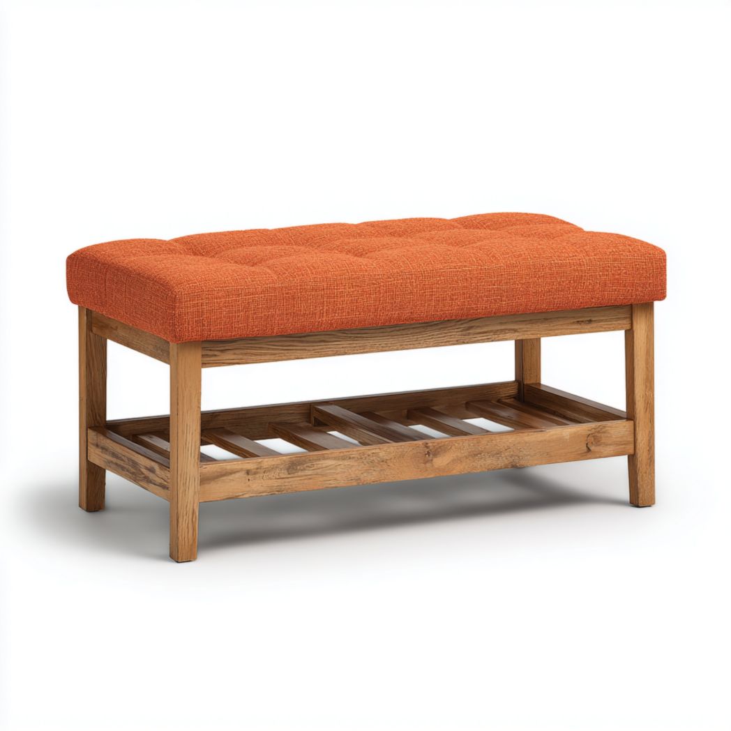 Upholstered storage bench with two drawers in blush pink 100 x 40 x 45cm
