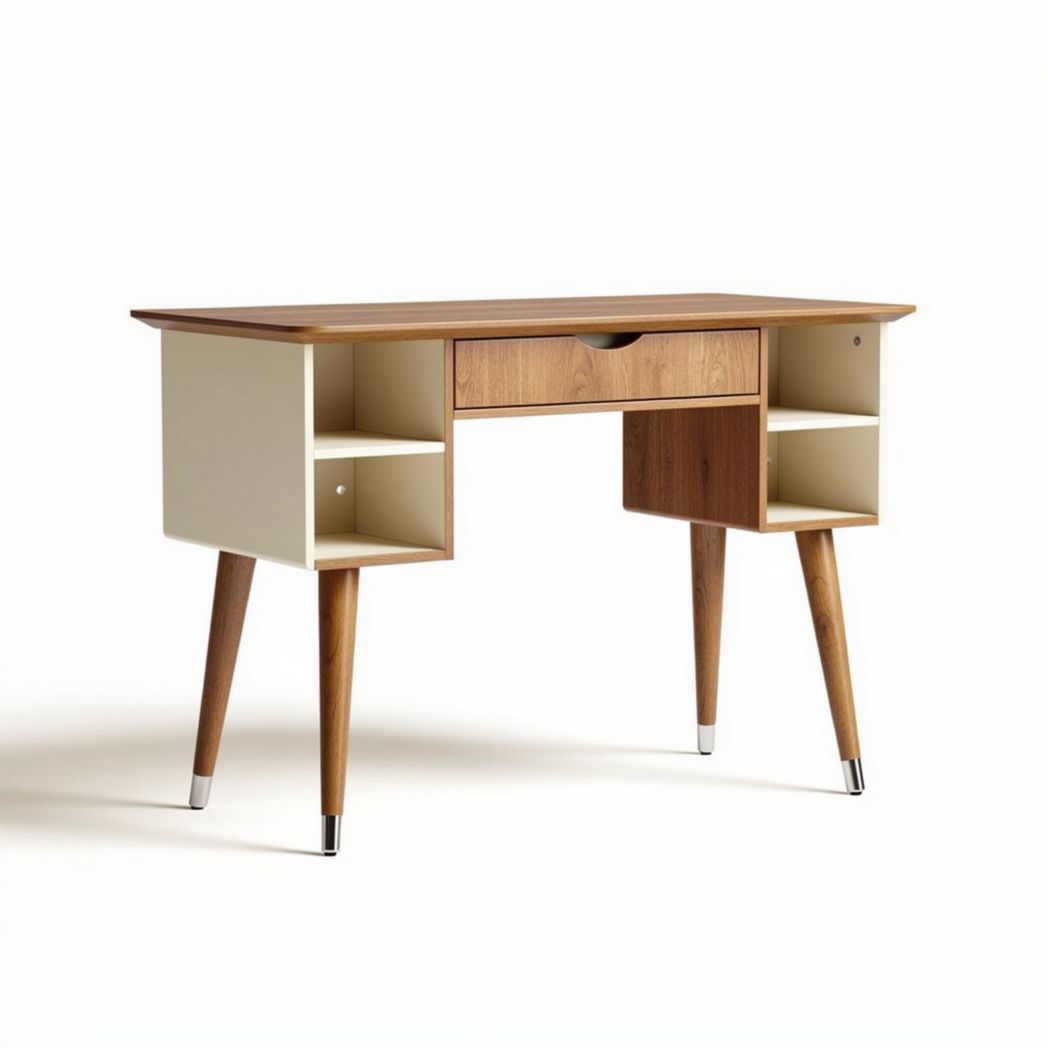 Wooden writing desk with storage compartments and tapered legs 120 x 60 x 75cm