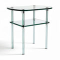Glass side table with clear acrylic legs and two-tier design 45 x 30 x 50cm