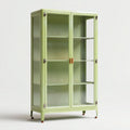 Glass display cabinet with wooden frame and four adjustable shelves 100 x 40 x 180cm