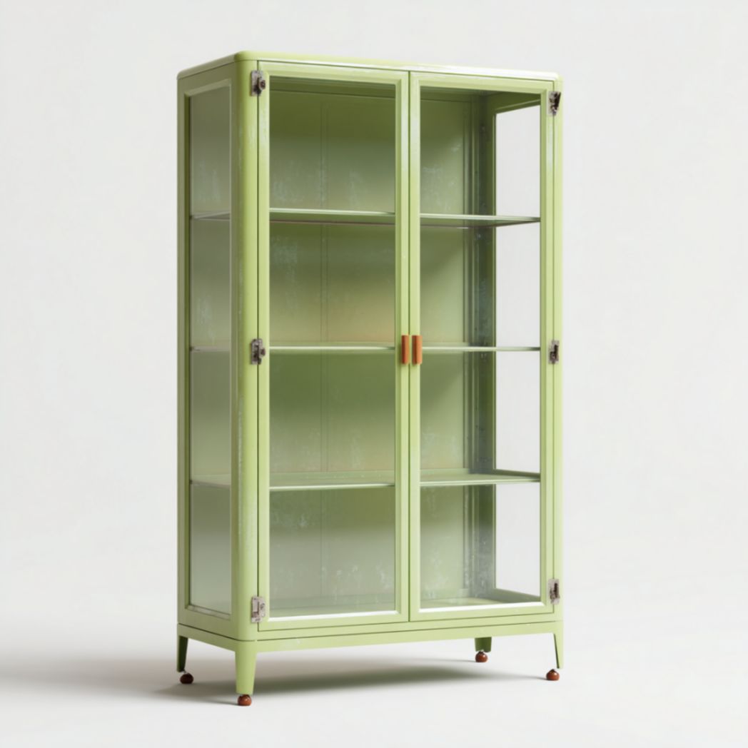 Glass display cabinet with wooden frame and four adjustable shelves 100 x 40 x 180cm