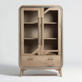 Wooden storage cabinet with glass doors and drawers 80 x 40 x 120cm