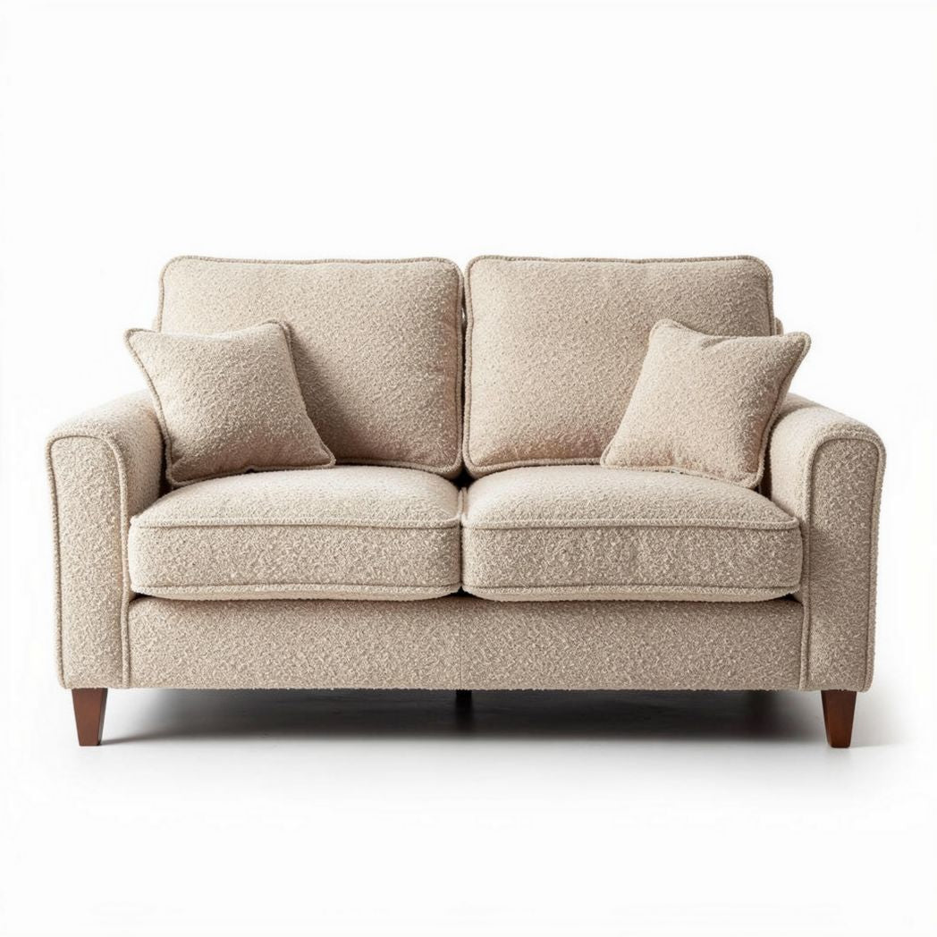 Boucle fabric loveseat with cushions for living room seating 150 x 85 x 85cm