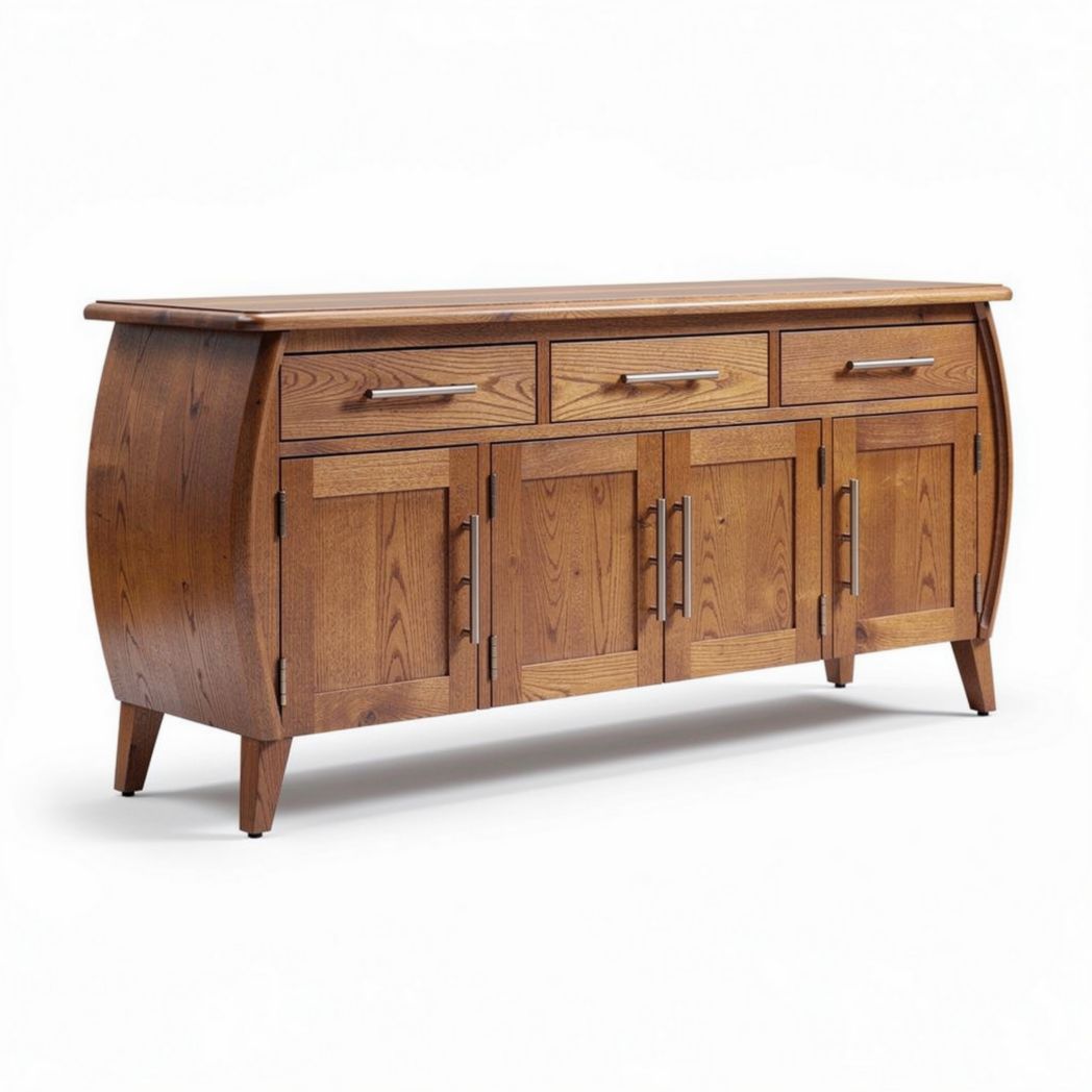 Wooden sideboard cabinet with three drawers and double doors 150 x 40 x 80cm