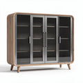 Glass door cabinet with wooden frame and dimensions 120 x 40 x 100cm