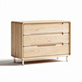 Natural wood storage dresser with three drawers and metal legs 80 x 40 x 60cm