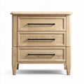 White nightstand with three drawers and decorative hardware 60 x 40 x 70cm